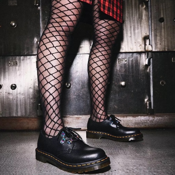 Dr. Martens 1461 Iridescent Hardware Black Milled Napa Leather Oxfords Women 7 - Picture 1 of 16